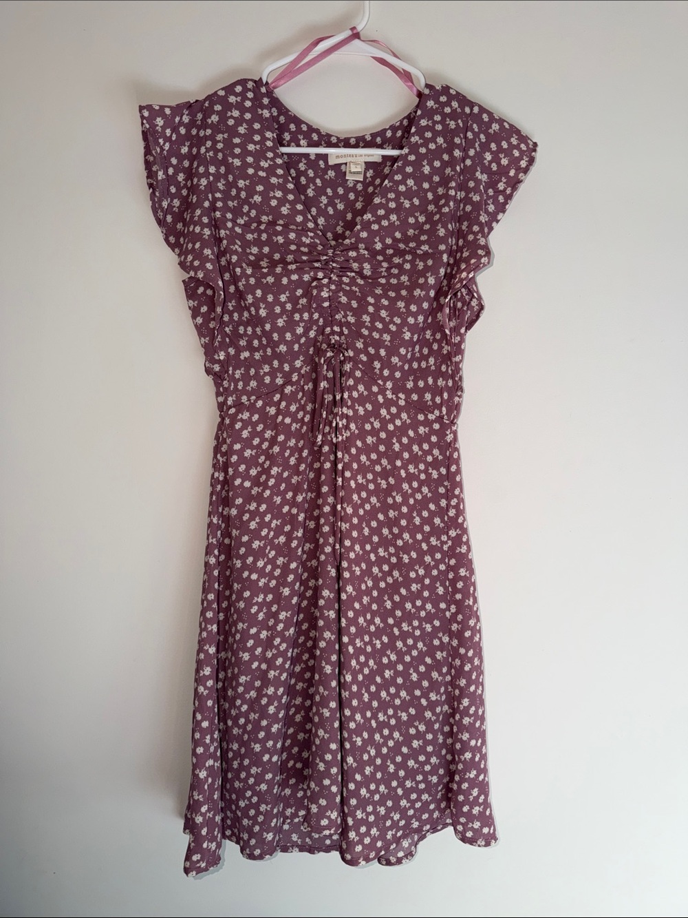 Monteau Lavender Floral Tie-Front Mini Dress